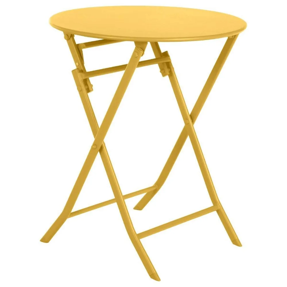 Premium de Aluminio Mesa redonda plegable greesboro amarillo mostaza