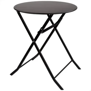 Premium de Aluminio Mesa redonda plegable jardín metálico Aktive Negro