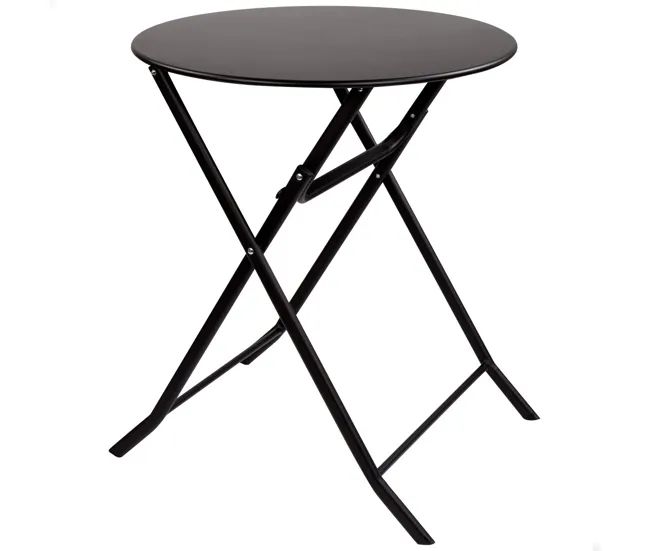Premium de Aluminio Mesa redonda plegable jardín metálico Aktive Negro
