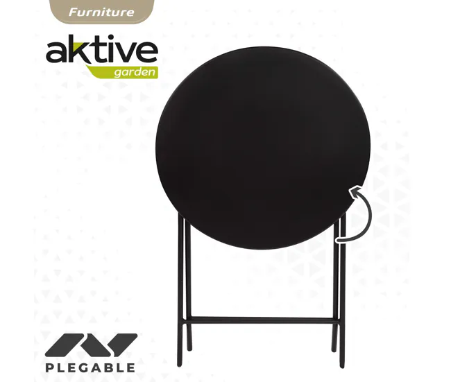 Premium de Aluminio Mesa redonda plegable jardín metálico Aktive Negro