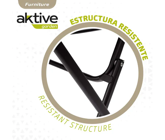 Premium de Aluminio Mesa redonda plegable jardín metálico Aktive Negro