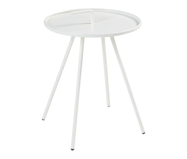 Premium de Aluminio Mesa terraza Fosen redonda con asa acero - Blanco