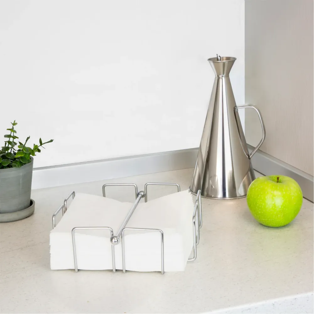 Premium de Aluminio Servilletero Mesa, Acero Cromado Forma Cuadrada Horizontal