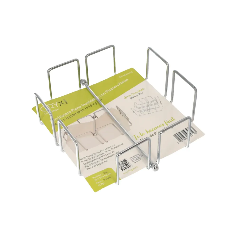 Premium de Aluminio Servilletero Mesa, Acero Cromado Forma Cuadrada Horizontal
