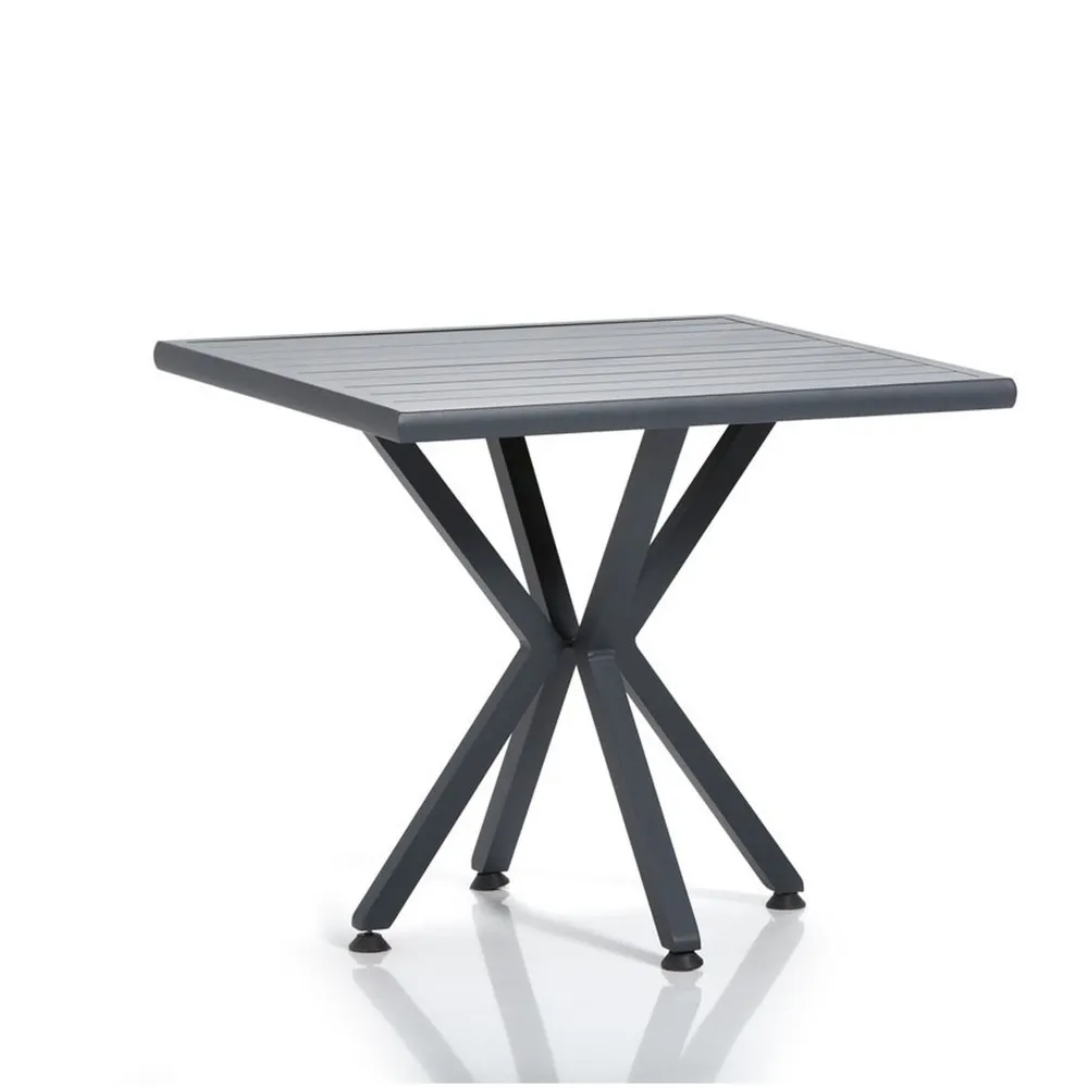 Wellhome mesa de jardín de color negro 90 cm en Aluminio Fundido
