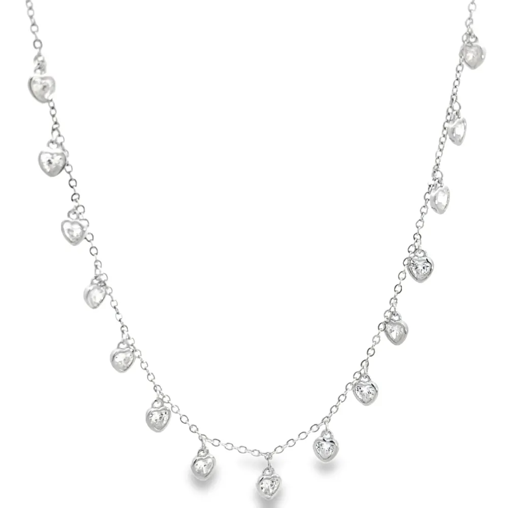 925SL STATION COMPACTO HEART CZ NECKLACE