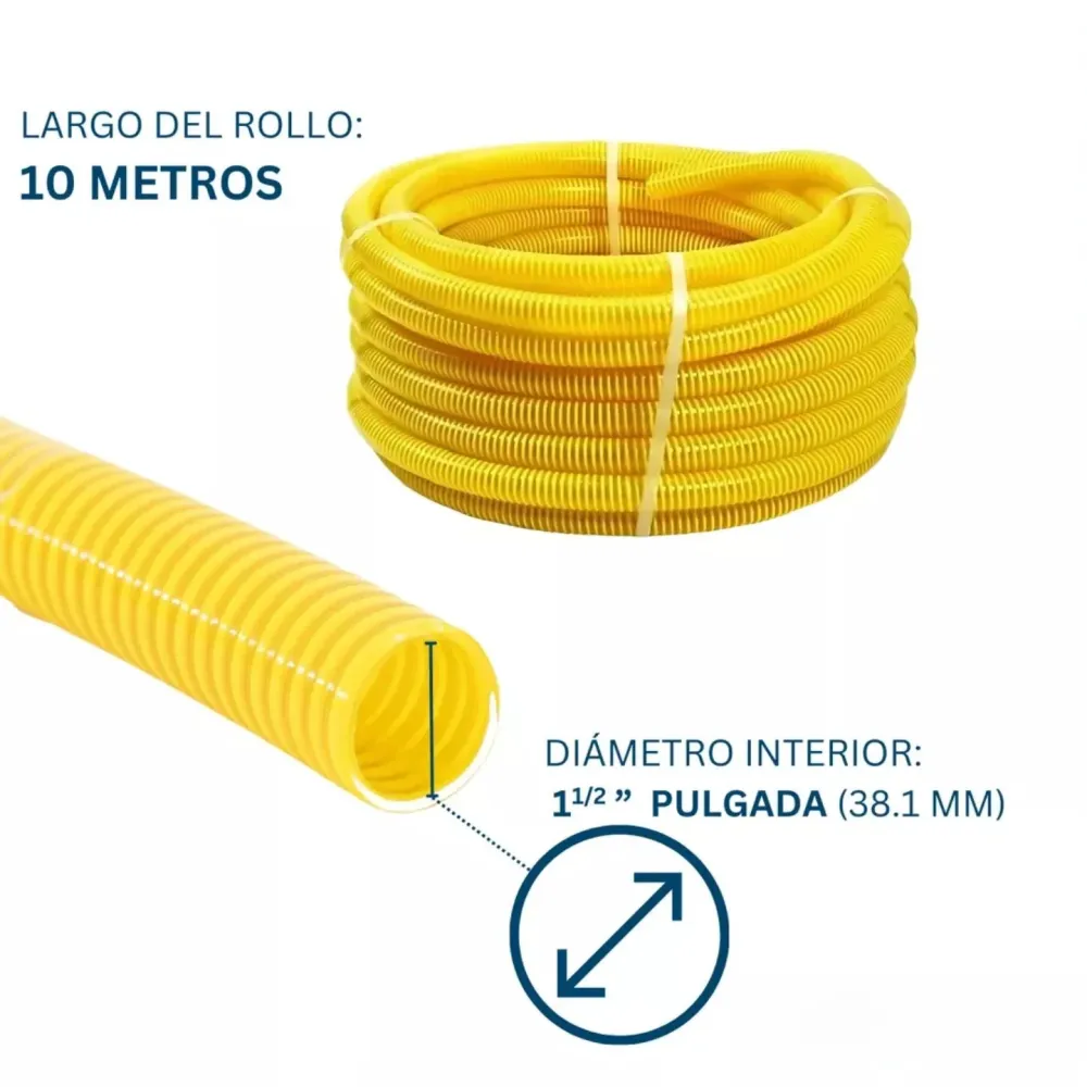 Cultivador Eléctrico Manguera De Succion Motobomba 1 1/2 Pulgada 10 Metros Dicas