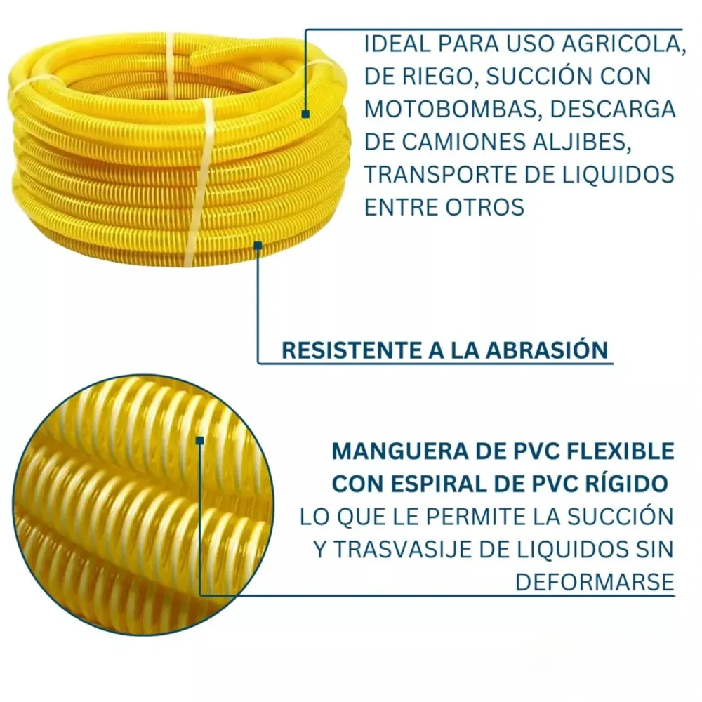 Cultivador Eléctrico Manguera De Succion Motobomba 1 1/2 Pulgada 10 Metros Dicas