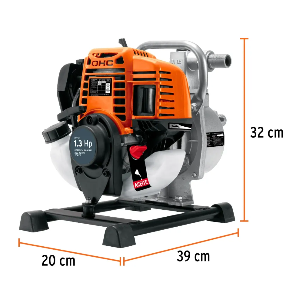 Cultivador de Tierra Motobomba autocebante 1 HP gasolina 1' x 1', 4 tiempos