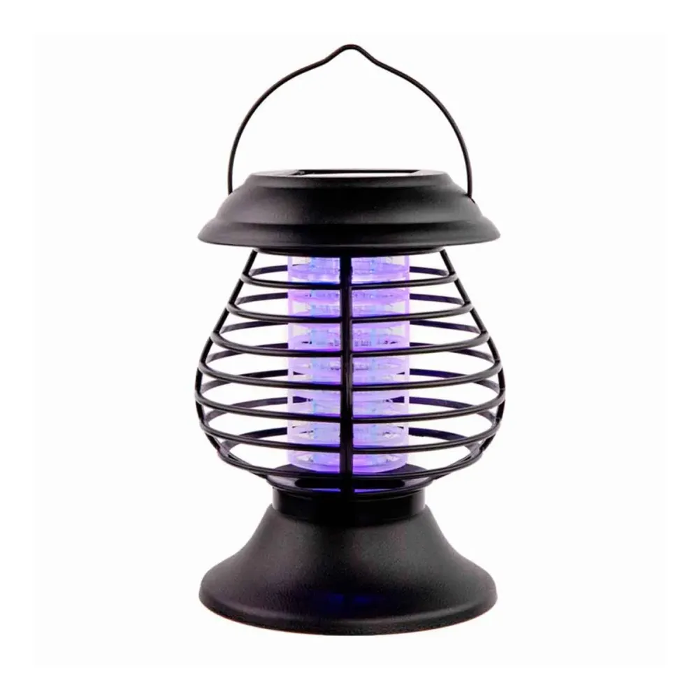 Farolillo antimosquitos 7hSevenOn solar LED 8000K negro Ø13x28 cm con 4 Fresas de Acero