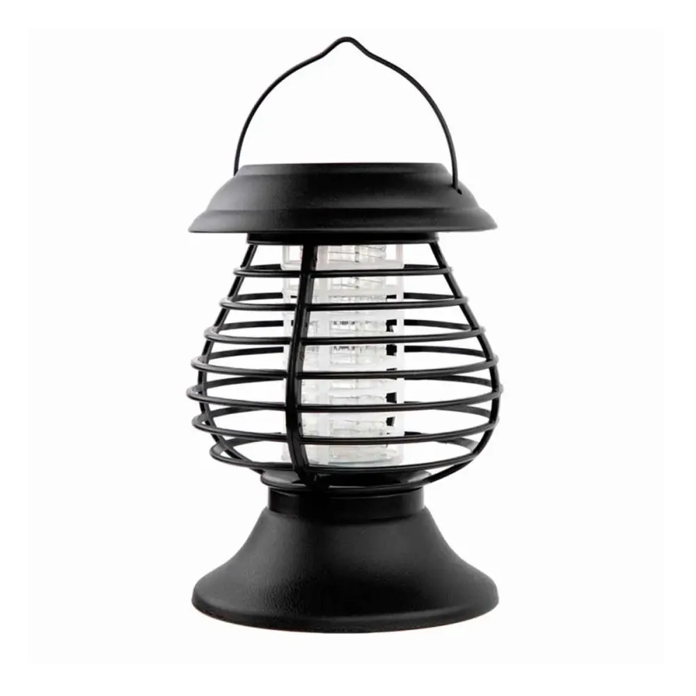 Farolillo antimosquitos 7hSevenOn solar LED 8000K negro Ø13x28 cm con 4 Fresas de Acero