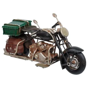 Moto de metal en color azul mide 19x8.5x10.5h cm