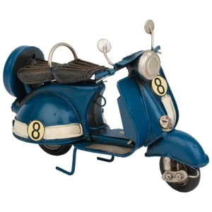 Moto de metálico en color azul mide 17x7x11h cm