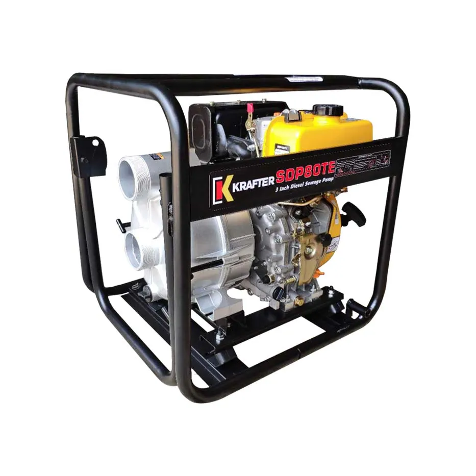 Motobomba Diesel 3” 7 HP Trash Partida Eléctrica Krafter SDP80TE para Preparación de Terreno