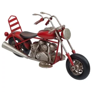 Motocicleta de metal en un rojo radiante mide 19.5x7x10.5h cm