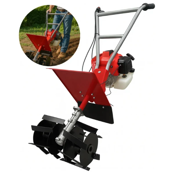 Motocultivador 2 T Jardin Gasolina Rotocultor 2.2kw 7500rpm con Ruedas de Transporte
