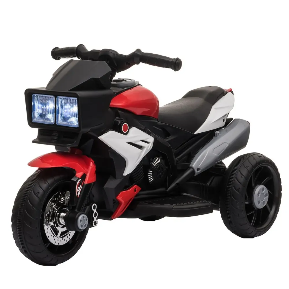 Motocultor de Jardín Moto eléctrica Broom Homcom con luces + bocina + música rojo 52x86x42 cm