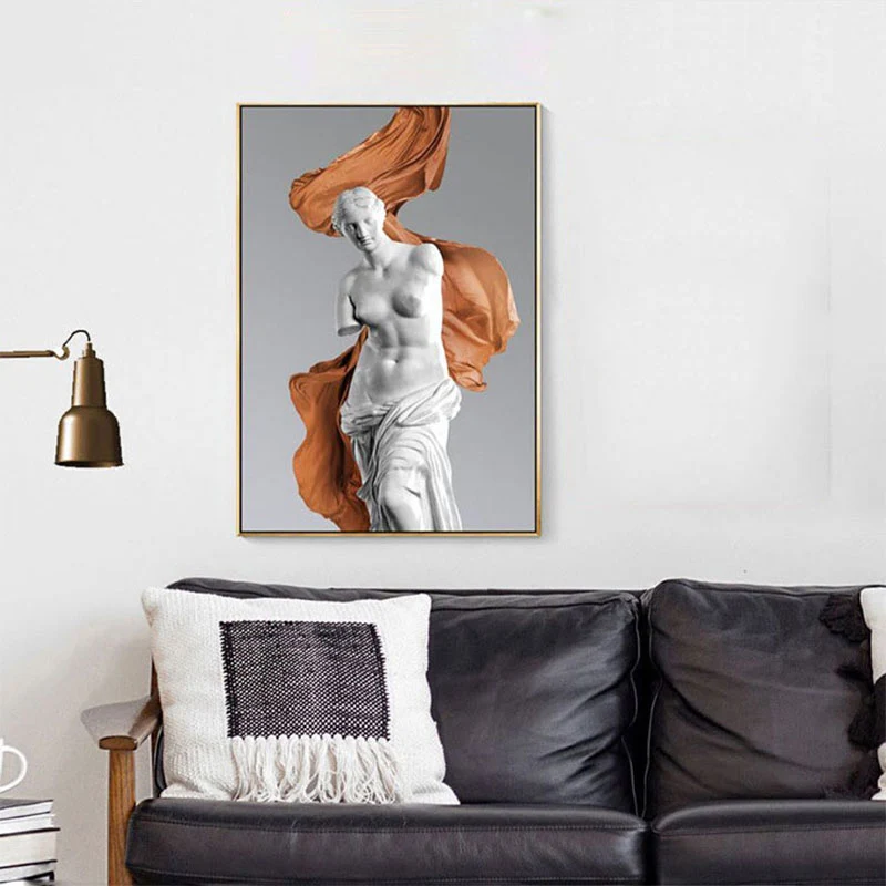 Escultura de Animales Lienzo de estatua blanca para pared, decoración de pared con textura moderna de Venus De Milo para d...