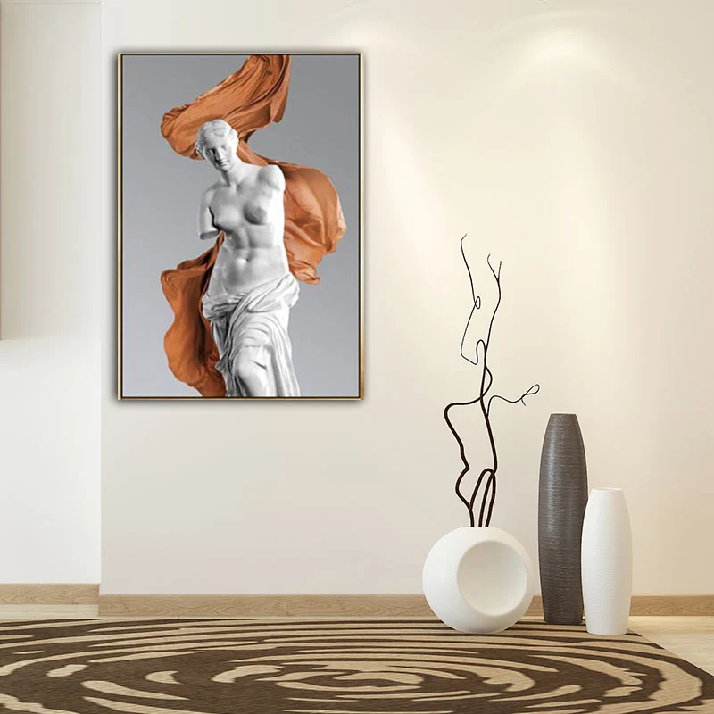 Escultura de Animales Lienzo de estatua blanca para pared, decoración de pared con textura moderna de Venus De Milo para d...