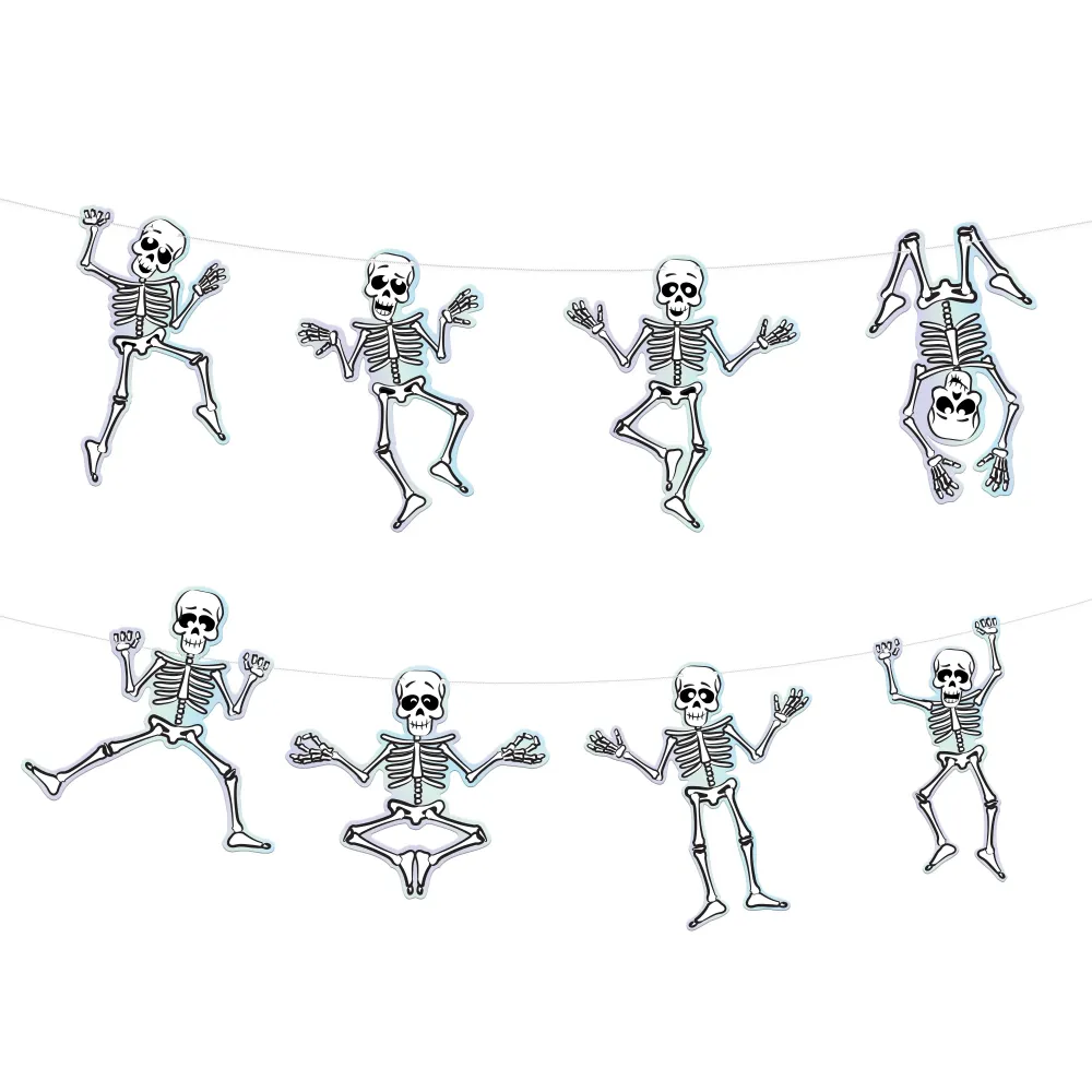 Guirnalda de esqueletos de Halloween de 200 cm con Base Incluida