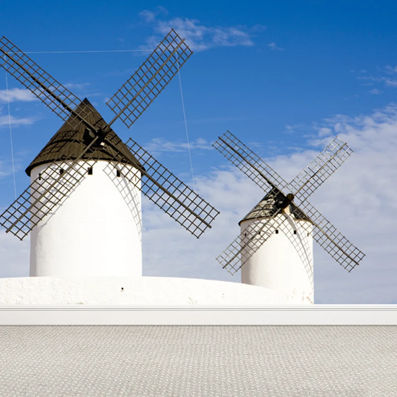 Papel pintado mural delicioso del molino de viento para la decoración de la pared de la primavera del comedor, modificado...