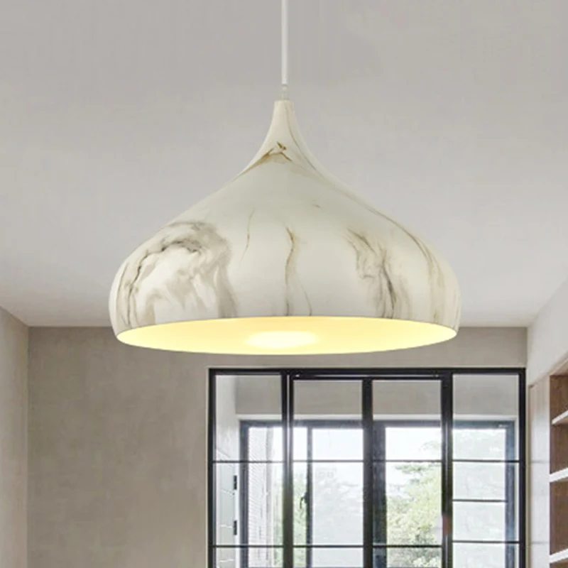 Dome Down Lighting Plafonnier suspendu en métal nordique à 1 tête ivoire pour salle à manger, 9,5"/12,5" de espacioso