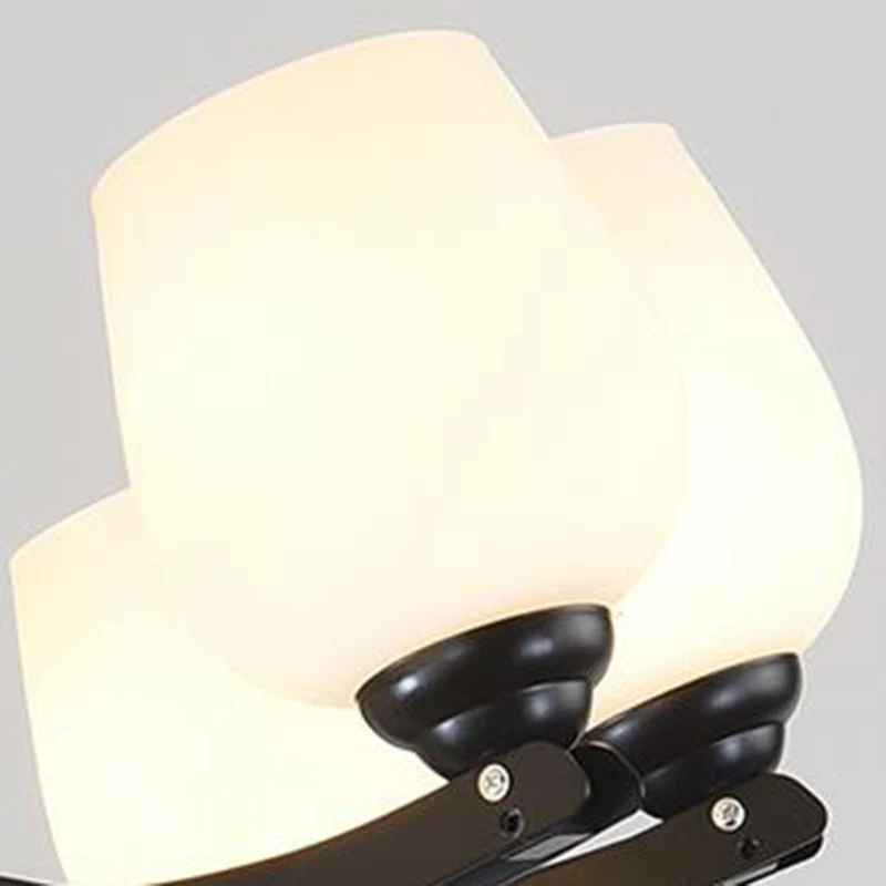 Plafonnier Spoutnik en verre dépoli, 3/6/8 lumières, lustre traditionnel de salon en noir avec forme de coupe de Presión C...