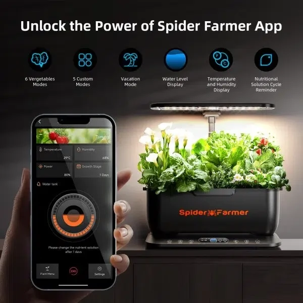 Kit de Raíz Flotante Spider Farmer | Hydroponics G12 - Jardín hidropónico inteligente 12 plantas