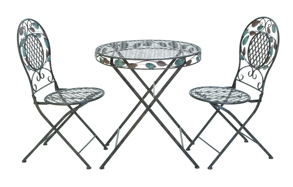 Metal Bistro Set/3 29"W, 27"H Patio Furniture Benzara