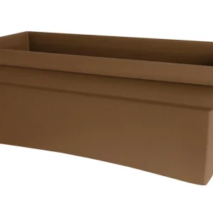 Jardinera rectangular de resina color chocolate Bloem Terrabox, 9,8 alto x 11,7 ancho x 26,3 profundidad pulg.