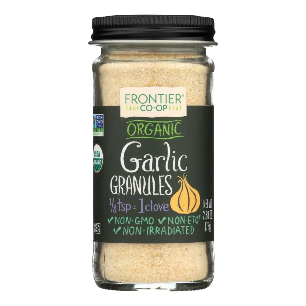 Ajo orgánico de Frontier Herb, granulado, 2,70 oz
