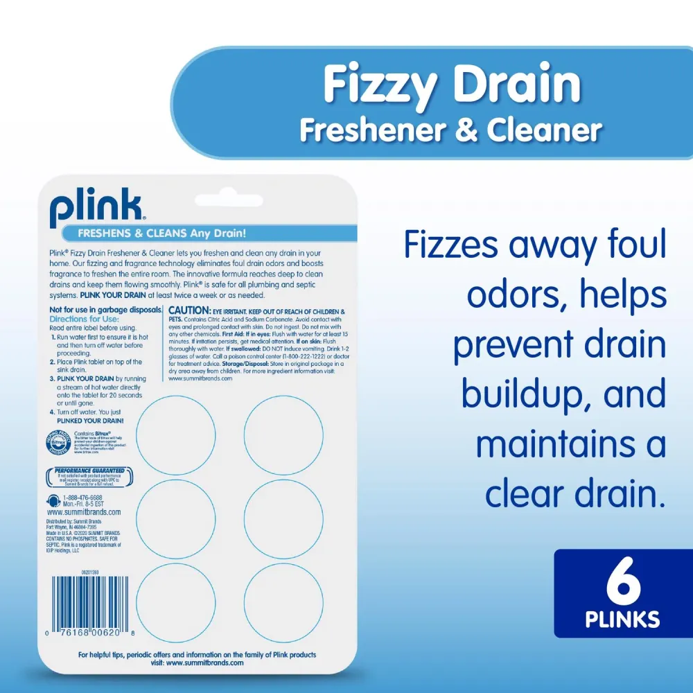 Limpiador y ambientador de desagües en tabletas Plink, 6 oz (paquete de 12)
