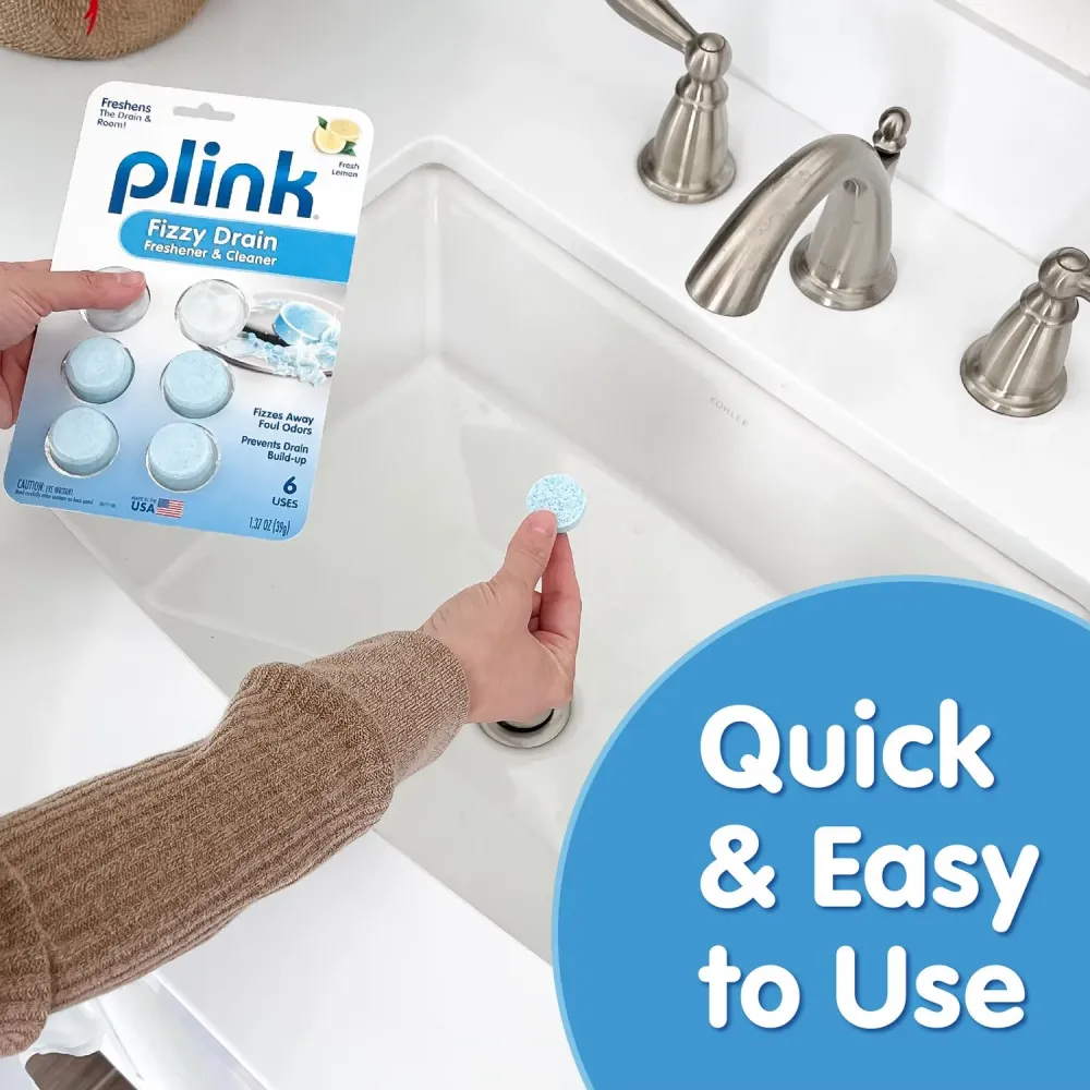 Limpiador y ambientador de desagües en tabletas Plink, 6 oz (paquete de 12)