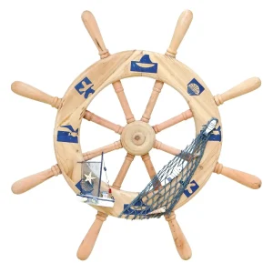 Seaside Nautical Ship Helm décor Fishing Net Benzara