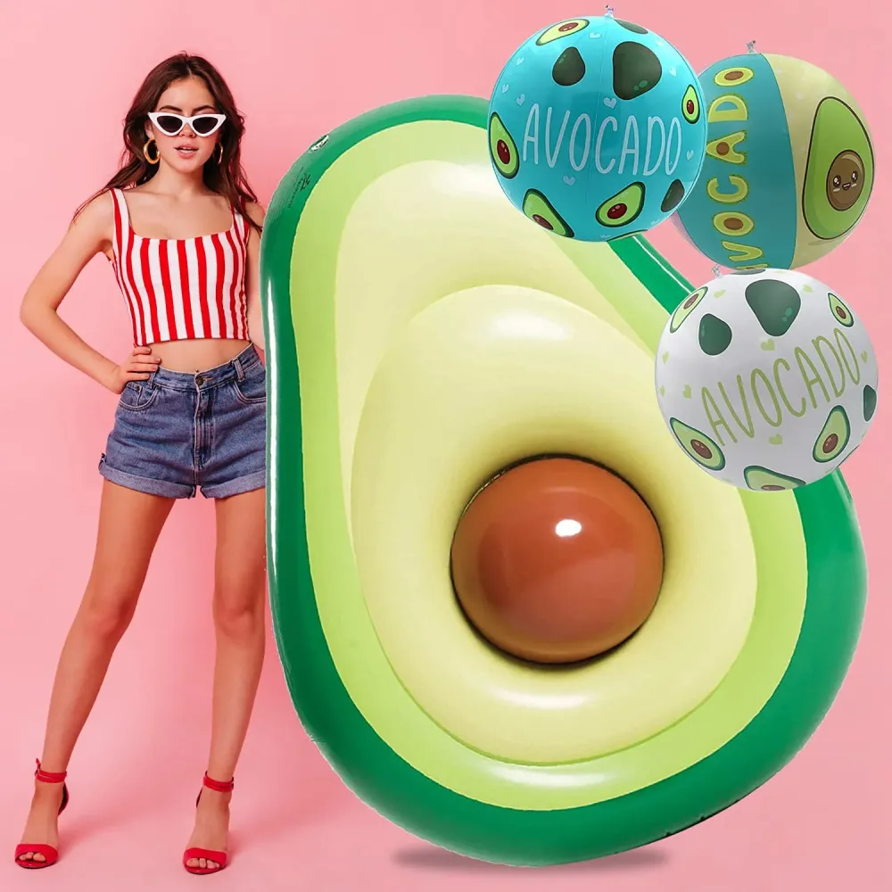 Set de Colchoneta Hinchable Aguacate y Pelotas Inflables para Fiestas