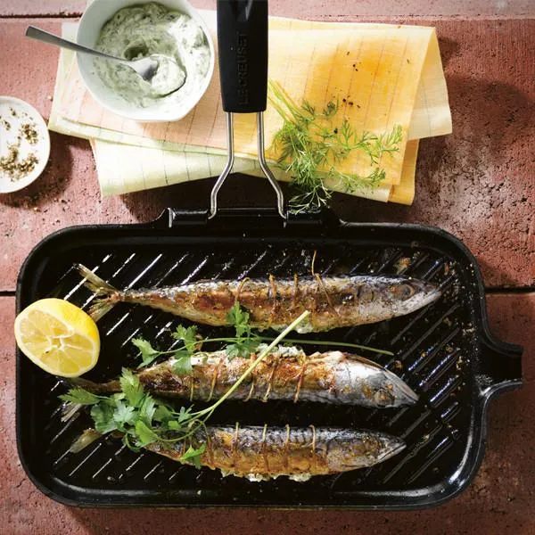 Ahumador de Tambor Parrilla grill con mango abatible cuadrada o rectangular Le Creuset