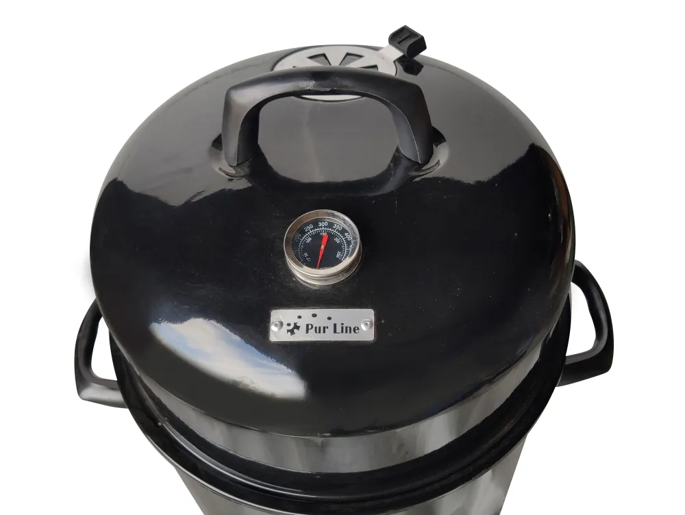 Barbacoa 3 en 1 con ahumador asador y parrilla Superficie de Cocción de 60x40 cm