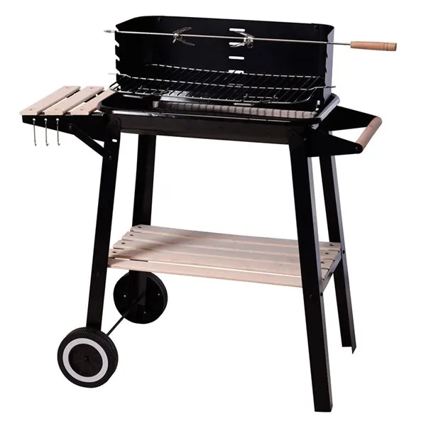 Premium para Parrilla Barbacoa rectangular de carbón con ruedas negro 85,5x54x34 cm