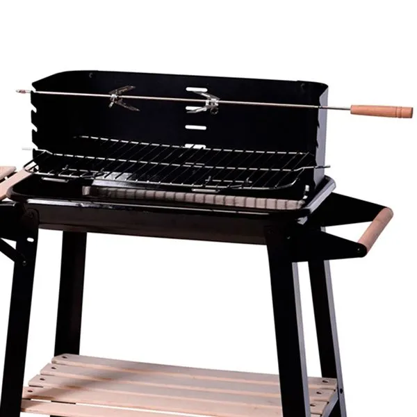Premium para Parrilla Barbacoa rectangular de carbón con ruedas negro 85,5x54x34 cm
