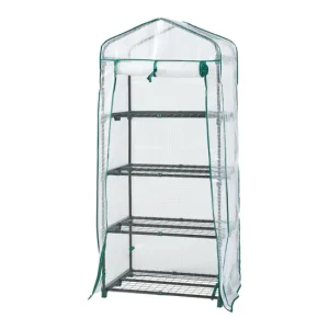 Invernadero de lámina Chaam con puerta acero y cubierta 158x69x49cm - Blanco