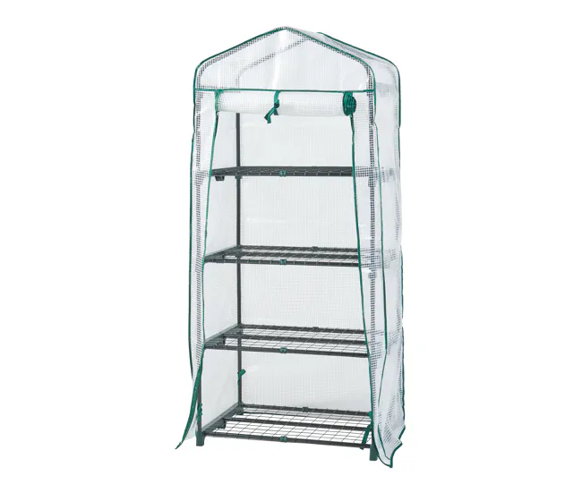 Invernadero de lámina Chaam con puerta acero y cubierta 158x69x49cm - Blanco