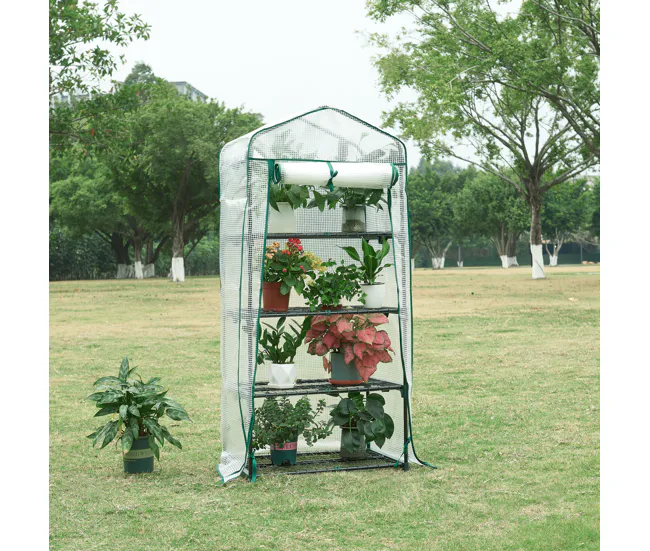 Invernadero de lámina Chaam con puerta acero y cubierta 158x69x49cm - Blanco