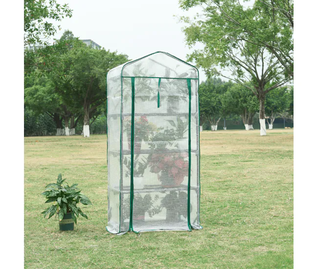Invernadero de lámina Chaam con puerta acero y cubierta 158x69x49cm - Blanco