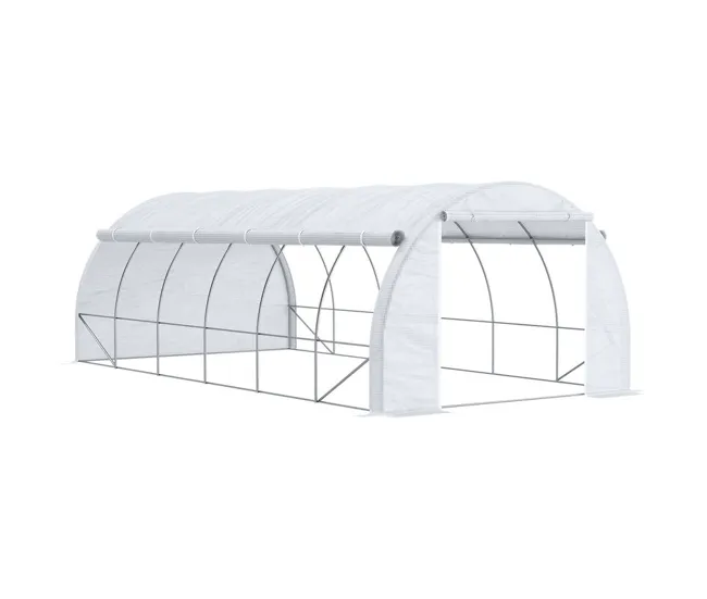 Outsunny Invernadero de Exterior 6x3x2 m Invernadero de Túnel con Puerta y 12 Ventanas de Malla Enrollables Invernadero de...