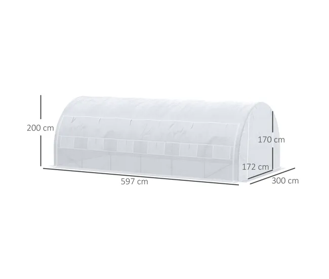 Outsunny Invernadero de Exterior 6x3x2 m Invernadero de Túnel con Puerta y 12 Ventanas de Malla Enrollables Invernadero de...