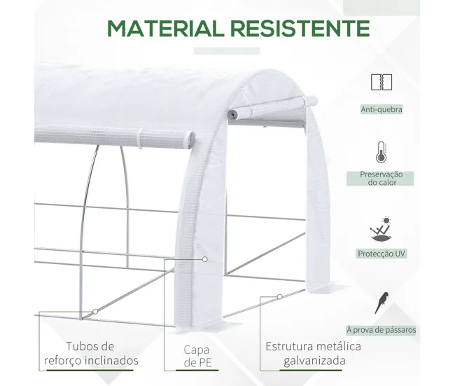 Outsunny Invernadero de Exterior 6x3x2 m Invernadero de Túnel con Puerta y 12 Ventanas de Malla Enrollables Invernadero de...