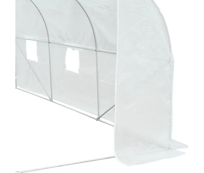 Outsunny Invernadero de Túnel 3,5x3x2 m Invernadero de Jardín con 6 Ventanas y Cubierta de Polietileno PE 140 g/m² para Pl...