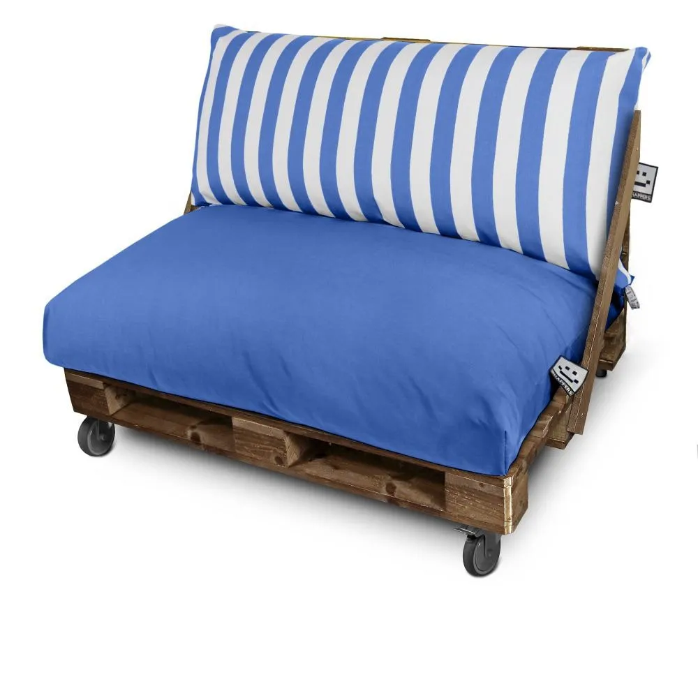 Cojín para palets toldotex azul respaldo 120x45x25 (rayado)