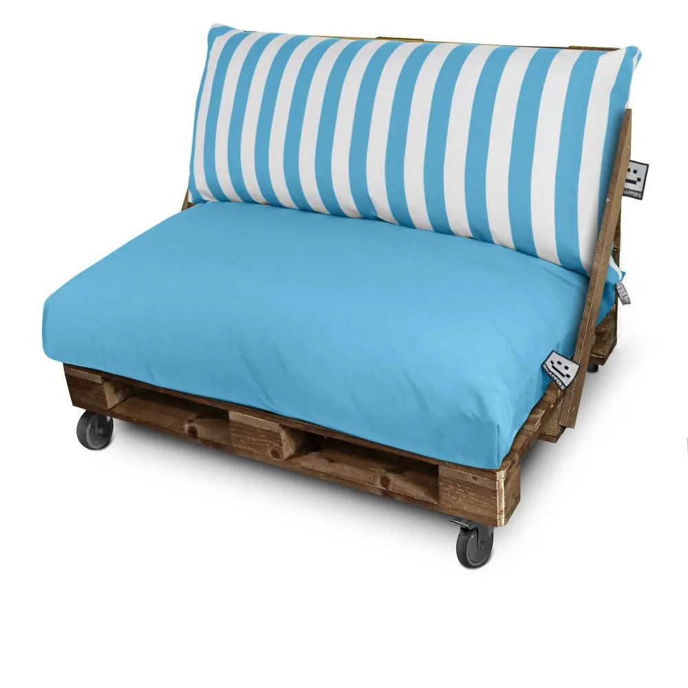 Cojín para palets toldotex turquesa respaldo esquina 65x45x25 (rayado)