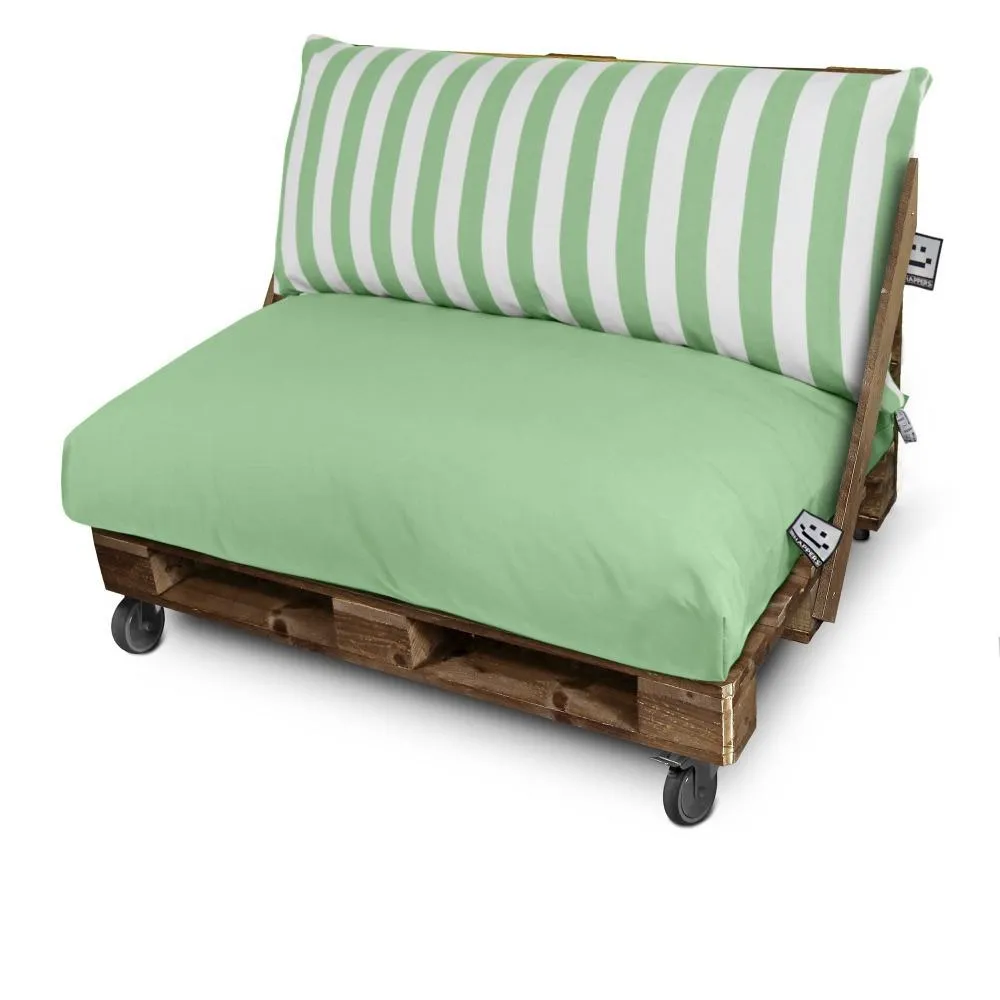 Cojín para palets toldotex verde funda respaldo 120x45x25 (rayado) sin rell